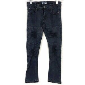 Bleecker & Mercer Jeans Black Skinny Slim Fit Rip Distressed Stretch Mens 30x32